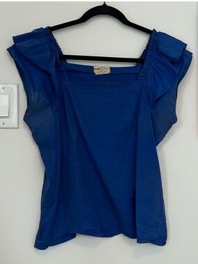 $900 PRADA Cobalt Blue Square neck Top, size 6